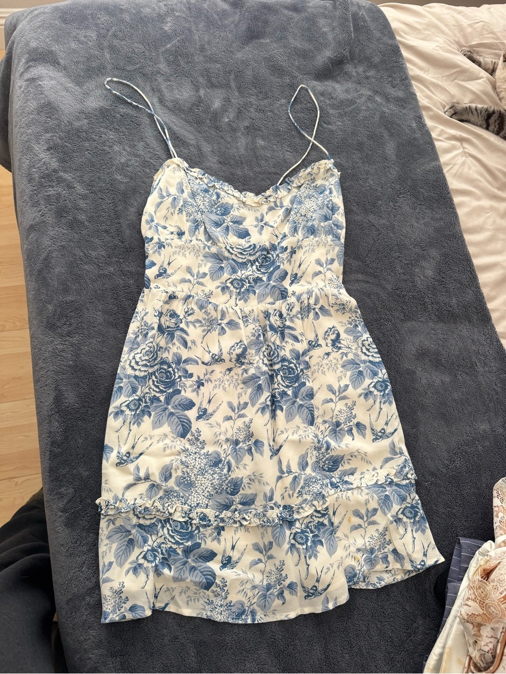 Reformation Blue Floral Spaghetti-Strap Women’s Dress